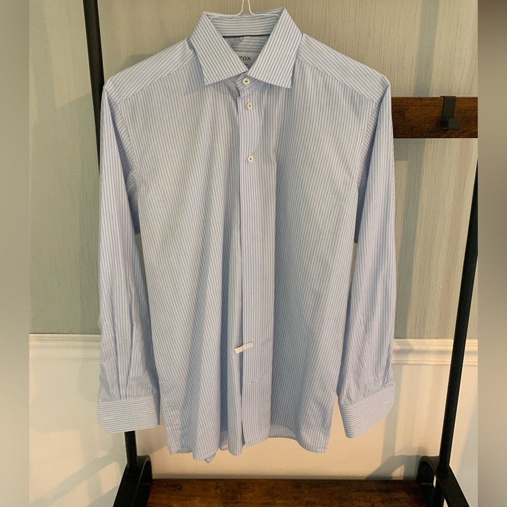 Eton light blue pin stripe dress shirt